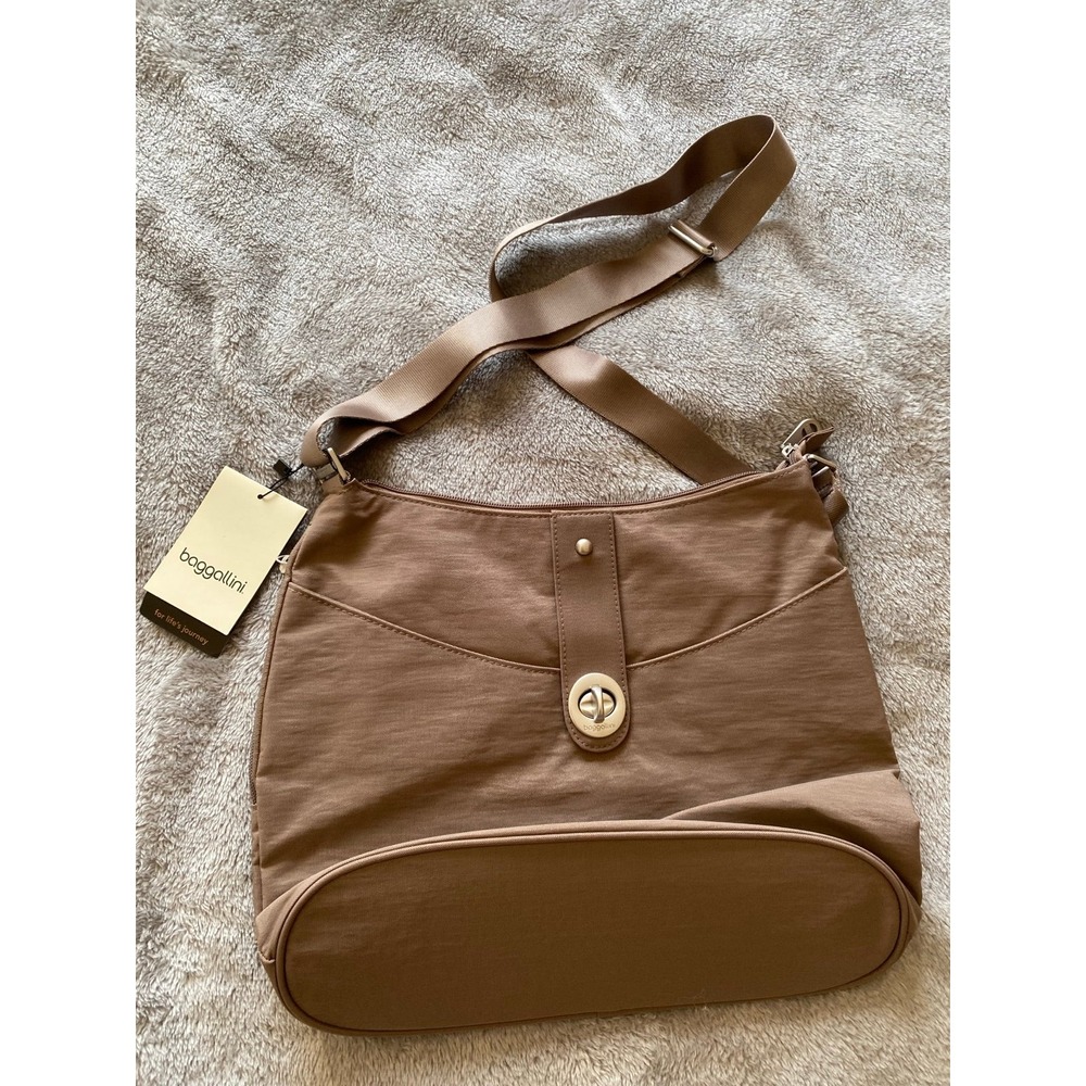 Baggallini Helsinki Silver Hobo New Tag Brown Purse Org $118 s16